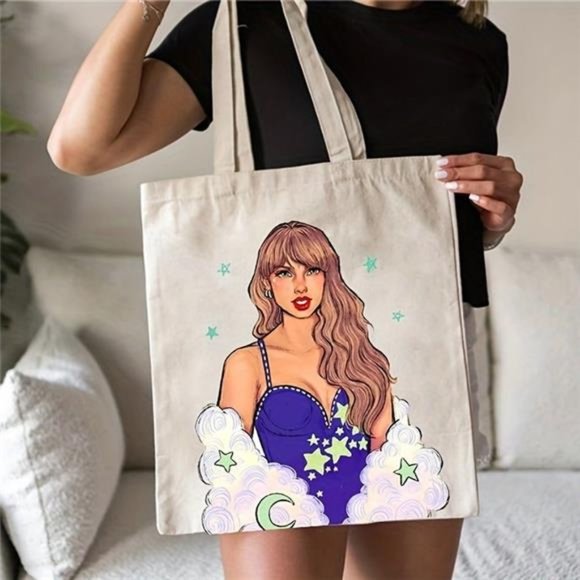 Taylor Swift - Inspired Canvas Tote Bag Shoulder Bag 13.7 x 15.7 - Picture 1 of 7
